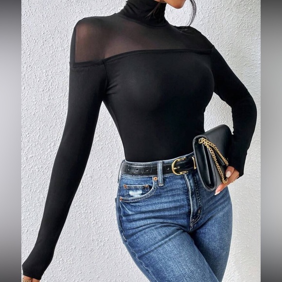 Boho mesh insert high neck blouse - Picture 6 of 6